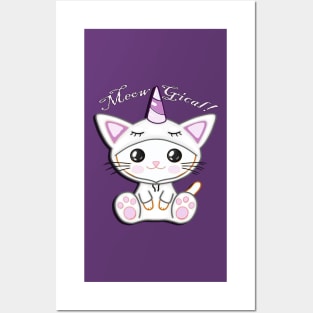 Unicorn Cat, Cute Graphic Art Trick or Treat Fun Gifts Posters and Art